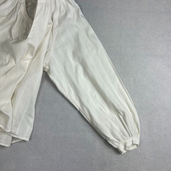 Old Navy Blouse Women's XL Textured Dobby Top Sea Salt Cream Boho Peasant - Picture 10 of 10